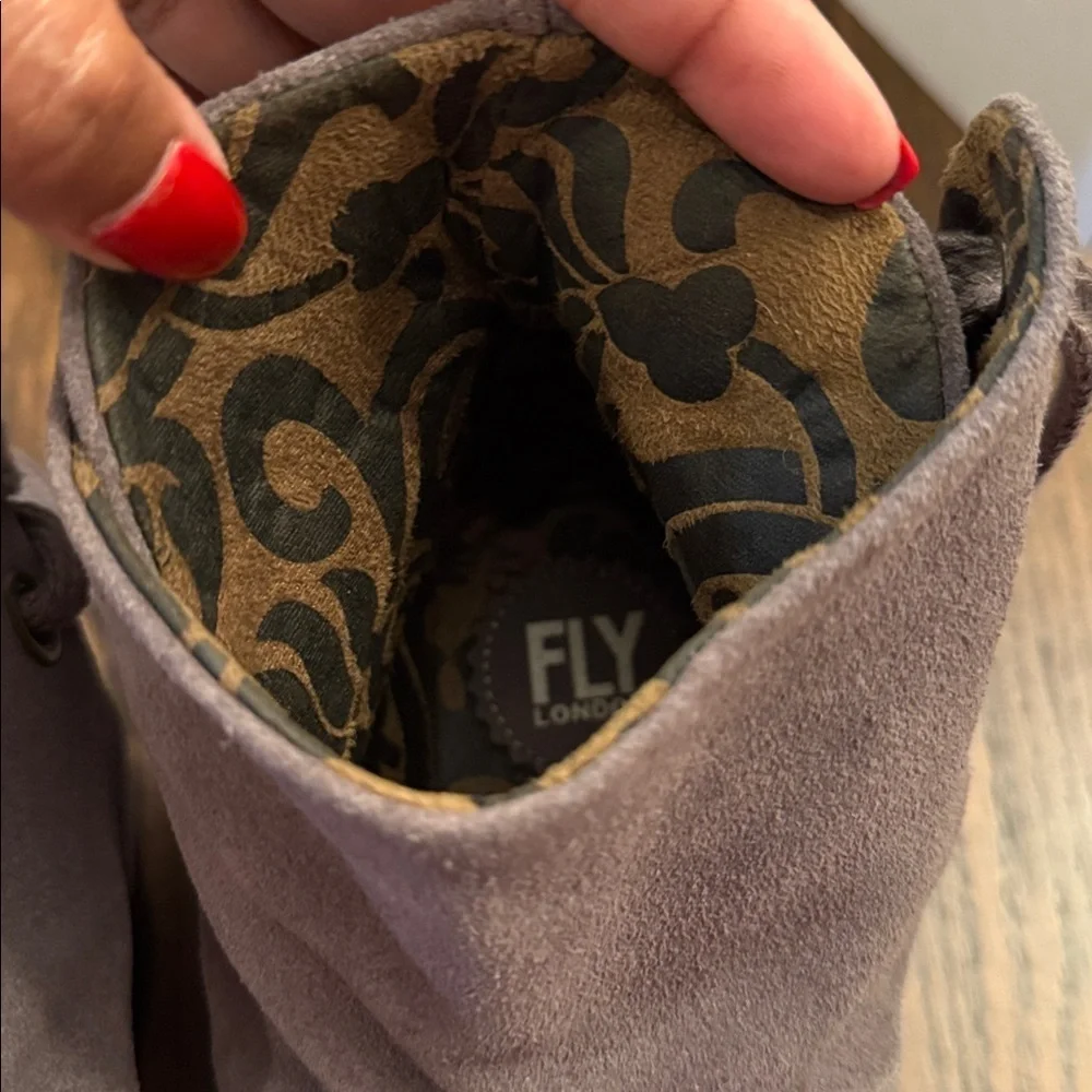 Fly London gray Suede Yama Wedge Ankle Bootie. Eu size 39. US size 8-8.5